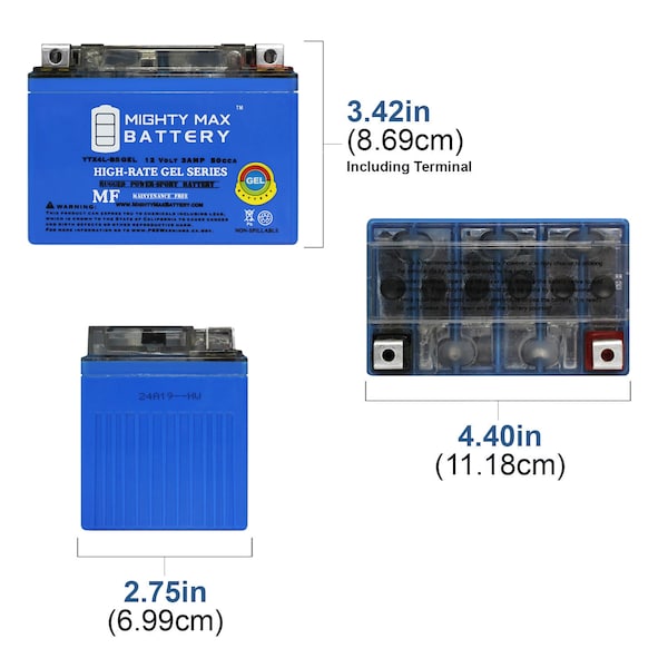 Mighty Max Battery YTX4L-BS GEL Battery Replacement for UT4L, CYTX4L, LTX4L - YTX4L-BSGEL253