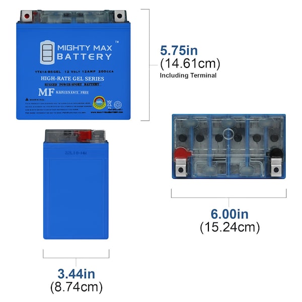 Mighty Max Battery YTX14-BS GEL Replacement Battery for Yuasa YTX14-BS - MAX3952260