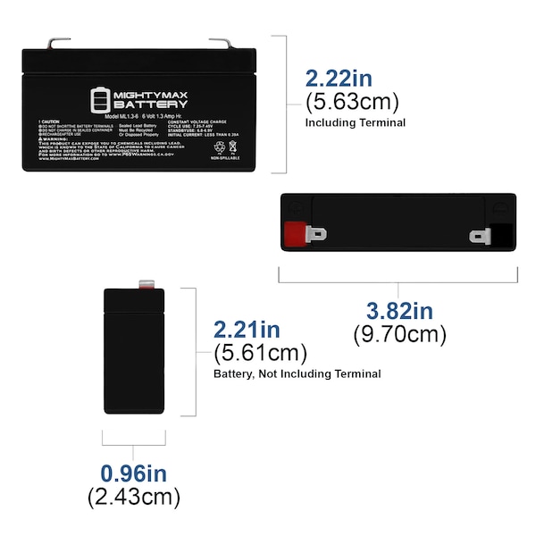 Mighty Max Battery 6V 1.3Ah Battery Replacement for North Supply 782322 - ML1.3-6148