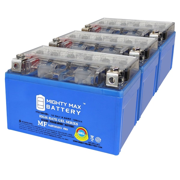 Mighty Max Battery YTZ10SGEL 12V 8.6AH GEL Replacement Battery compatible with Yamaha XP T-Max / ABS 500 08-09 - 3PK - MAX4023916