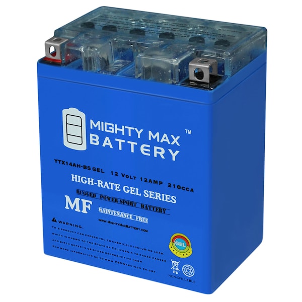 Mighty Max Battery YTX14AH-BS GEL 12V 12AH Battery Replaces Kawasaki BRP 366-650cc - YTX14AHGEL234