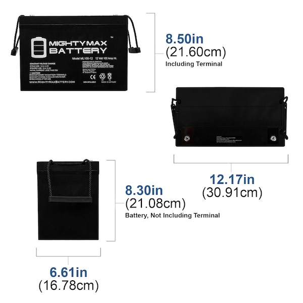 Mighty Max Battery 12V 100Ah Battery for REC SOLAR Solar Panels - ML100-1247