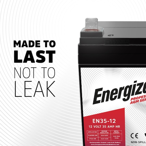 Energizer EN35-12, 12 Volt 35 Amp Hr, Long Lasting Sealed Lead Acid AGM Rechargeable Battery - EN4098466