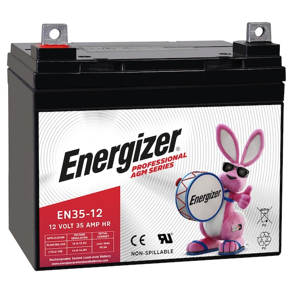 Energizer EN35-12, 12 Volt 35 Amp Hr, Long Lasting Sealed Lead Acid AGM Rechargeable Battery - EN4098466