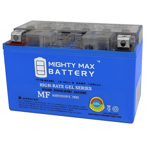 Mighty Max Battery YT7B-BS GEL 12V 6.5AH Battery Replaces Yamaha Zuma 125 TTR250 YFZ 450 - MAX3940917
