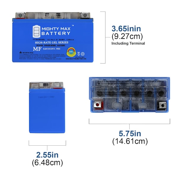 Mighty Max Battery YT7B-BS GEL 12V 6.5AH Battery Replaces Yamaha Zuma 125 TTR250 YFZ 450 - MAX3940917