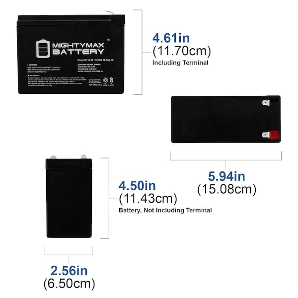 Mighty Max Battery ML10-12 - 12V 10AH RAZOR DIRT QUAD VERSION 1-8 BATTERY - 3 Pack - ML10-12MP3323