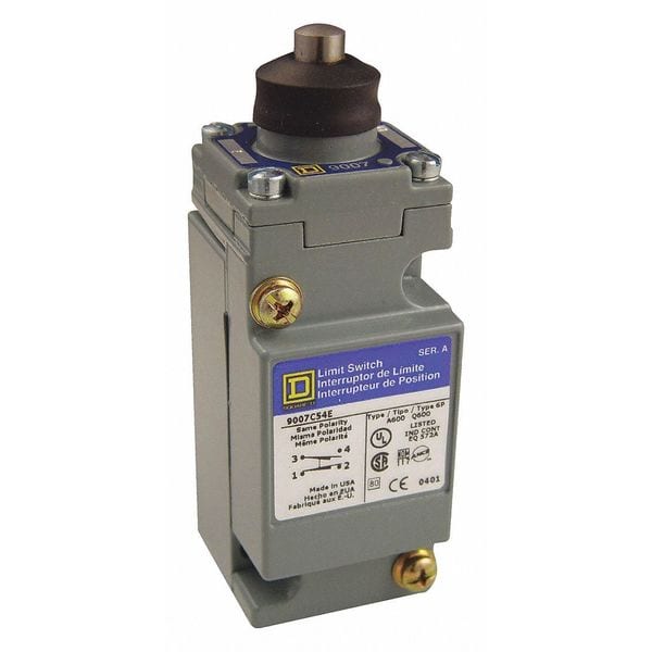 Interruptor de límite de trabajo pesado Telemecanique Sensors, embolo, 2NC/2NO, 10A @ 600V CA, Ubicación del actuador: Superior - 9007C62E