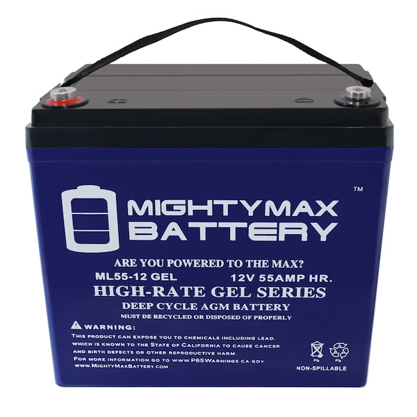 Mighty Max Battery 12V 55AH GEL BATTERY FOR CARTER BROTHERS AGM1265T, 12100T - ML55-12GEL80