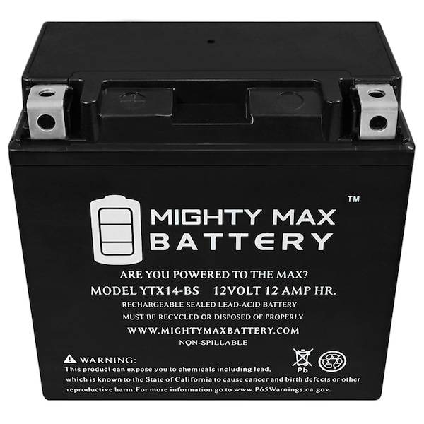 Mighty Max Battery YTX14-BS Battery Replacement for PS-14BS-018 Powersport - YTX14-BS329
