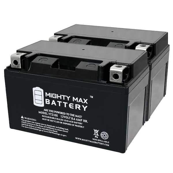 Mighty Max Battery YTZ10S 12V 8.6AH Replacement Battery compatible with Champion TZ10S - 2PK - MAX4017743