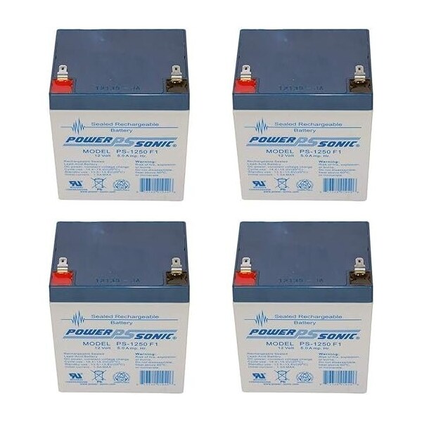 Power-Sonic 12V 5Ah F1 SLA Replacement Battery for Genesis Datasafe NPX-25TFR, 4PK - PS-1250F1