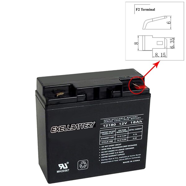 Exell Battery 12, 18, AGM Chemistry - EB12180F2