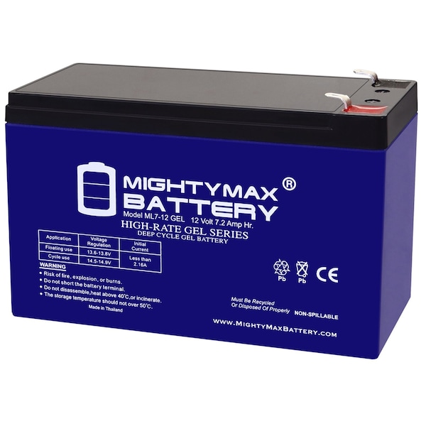 Mighty Max Battery ML7-12GEL - 12 Volt 7 AH, GEL Type, F1 Terminal, Rechargeable SLA AGM Battery - MAX4057491