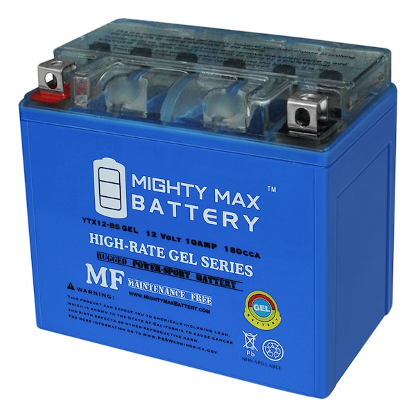 Mighty Max Battery YTX12-BS 12V 10AH GEL Battery for Aprilia RSV 1000 Factory 2004-11 - YTX12-BSGEL25