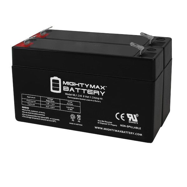 Mighty Max Battery 6V 1.3AH Battery for Power Patrol SLA0865 - 2 Pack - ML1.3-6MP24