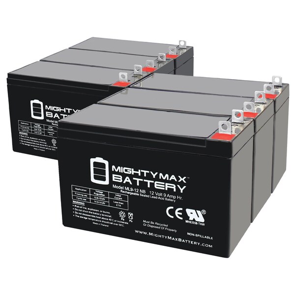 Mighty Max Battery 12V 9AH SLA Replacement Battery for Portable DeWalt DXGNR8000 - 6PK - MAX3973589