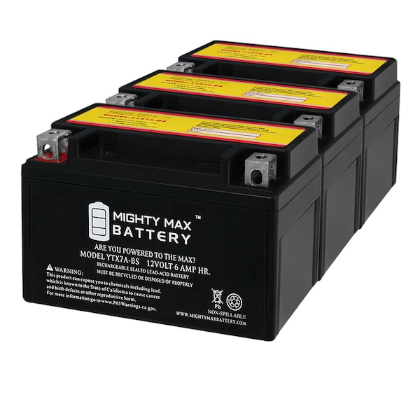 Mighty Max Battery YTX7A-BS Battery Replaces Genuine Scooter Buddy 150 170 125 - 3PK - MAX3926481