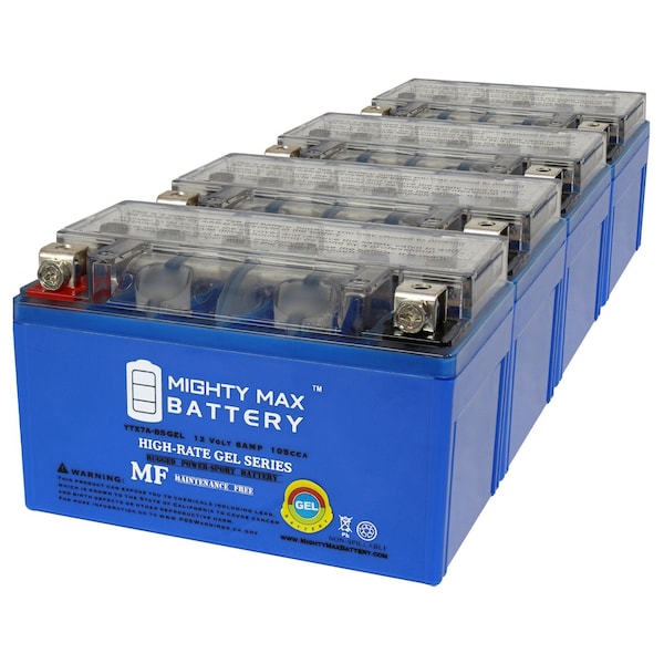 Mighty Max Battery YTX7A-BSGEL 12V 6AH Replacement Battery compatible with Sym Cinderella 50 07-08 - 4PK - MAX4003109