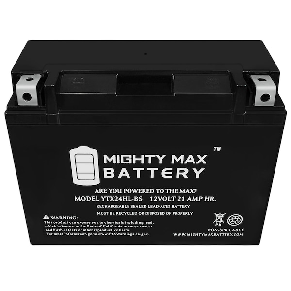 Mighty Max Battery YTX24HL-BS 12V 21AH Battery for Arctic Cat 4 Stroke Trail, Touring '03 - YTX24HL-BS25