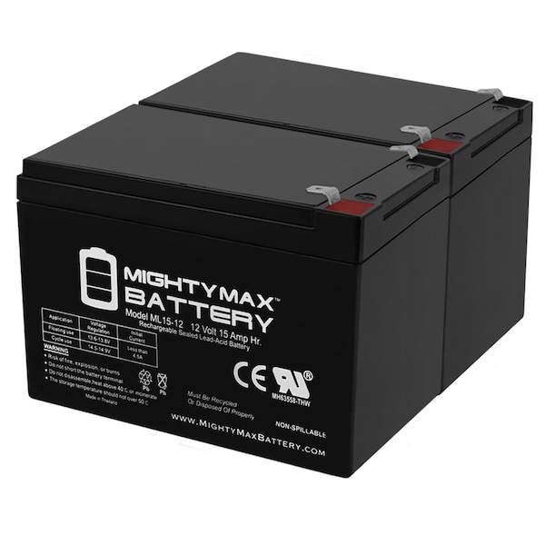 Mighty Max Battery 12V 15AH Compatible for BP1000 APC BackUPS Pro 1100VA BP1100 - 2 Pack - ML15-12MP216