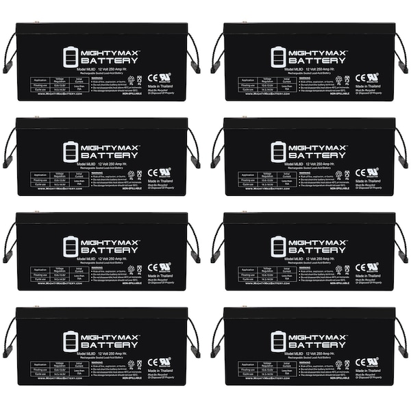 Mighty Max Battery 12V 250Ah SLA Battery Replacement for ATV / RV / Marine - 8PK - MAX3892221