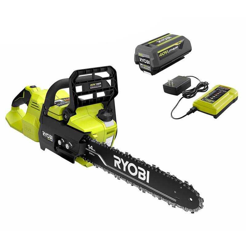 RYOBI 40V HP Brushless Sierrra Eléctrica a Batería de 14 pulgadas con Batería de 4.0 Ah y Cargador - RY405100