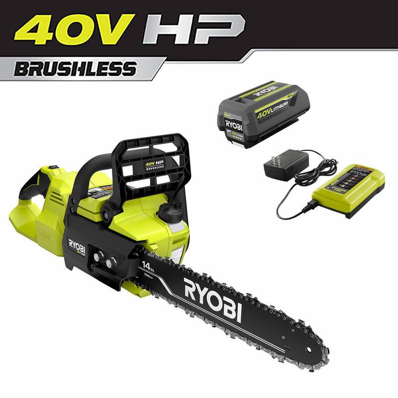 RYOBI 40V HP Brushless Sierrra Eléctrica a Batería de 14 pulgadas con Batería de 4.0 Ah y Cargador - RY405100