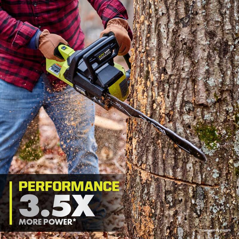 Motosierra con batería RYOBI 40V HP Brushless de 20 in. con batería de 8.0 Ah y cargador rápido - RY405110