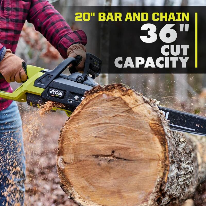 Motosierra con batería RYOBI 40V HP Brushless de 20 in. con batería de 8.0 Ah y cargador rápido - RY405110
