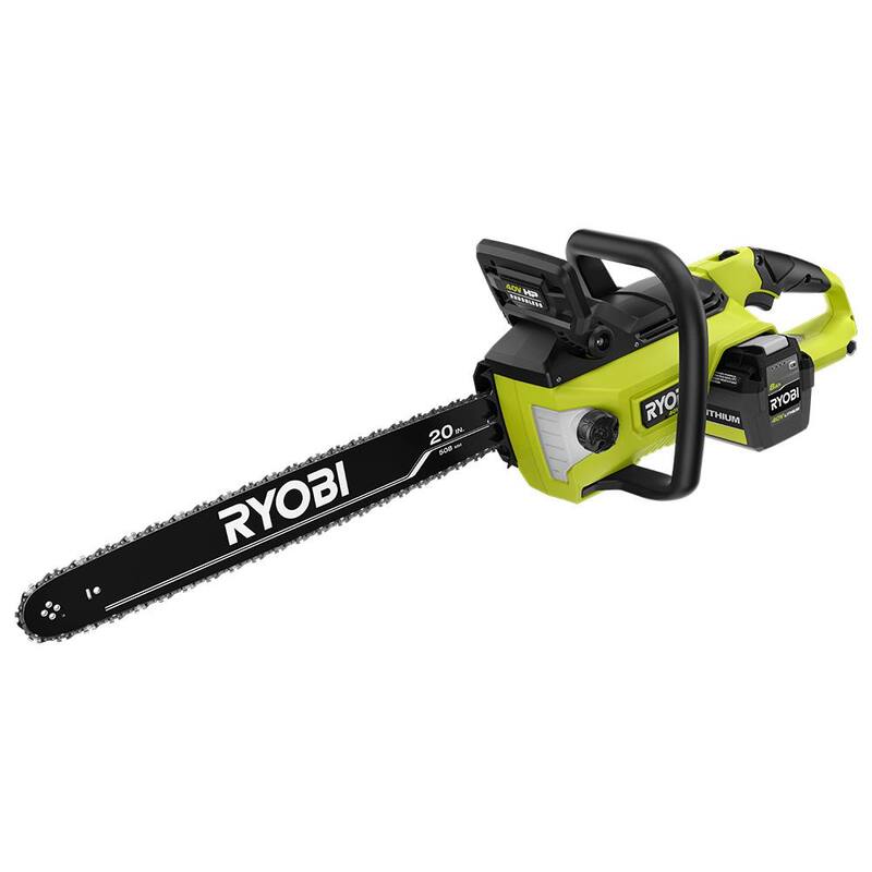Motosierra con batería RYOBI 40V HP Brushless de 20 in. con batería de 8.0 Ah y cargador rápido - RY405110