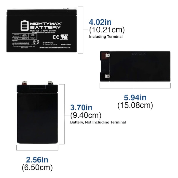 Mighty Max Battery 12V 9AH Battery For SeaDoo Sea scooter With 12V Solar Panel - MAX3466859