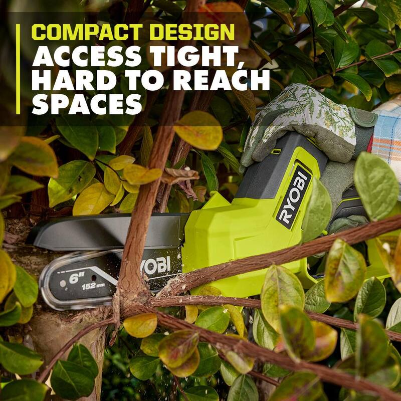 RYOBI ONE+ 18V 6 pulgadas. Sierra de poda compacta inalámbrica con batería (herramienta solamente) - PCLCW01B