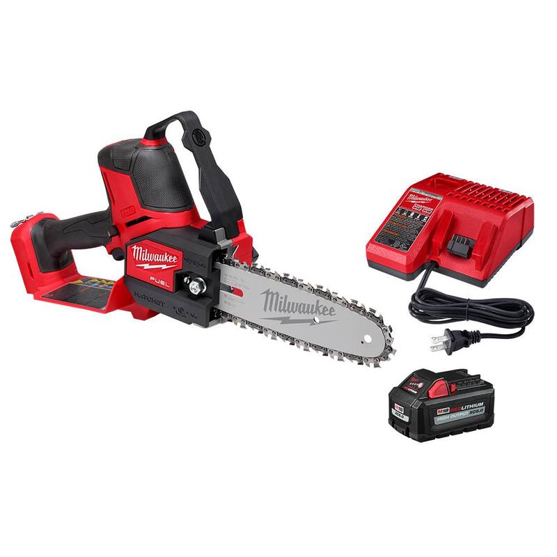 Herramienta de poda Milwaukee M18 FUEL de 8 pulgadas con batería de 18V de ion de litio sin escobillas, kit con sierra de poda tipo hacha, batería de alta capacidad de 6Ah y cargador - 3004-21P