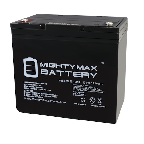 Mighty Max Battery 12V 55AH Internal Thread Battery for Sunrise Quickie Pulse 6SC - ML55-12INT187