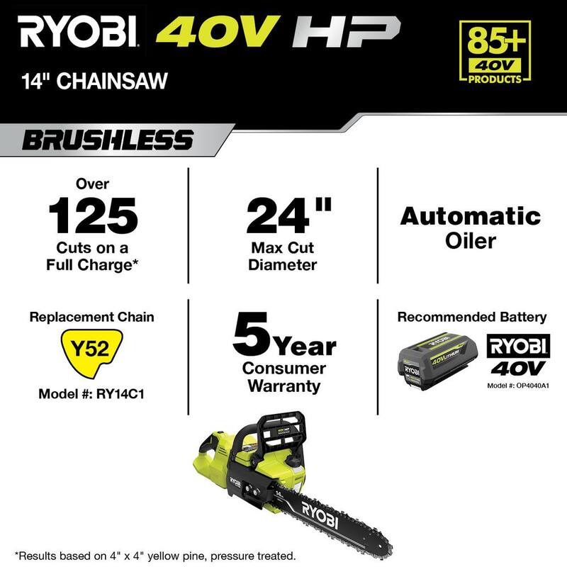 Si_MX: Motosierra a batería RYOBI 40V HP sin escobillas de 14 pulgadas (solo herramienta) - RY405010BTL