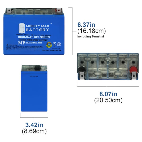 Mighty Max Battery YTX24HL-BS GEL Battery Replacement for Arctic Cat 700 Diesel 07-15 - YTX24HL-BSGEL129