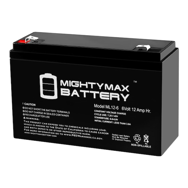 Mighty Max Battery 6V 12AH F2 SLA Replacement Battery for Mastercar 7448K34 - ML12-6F300695