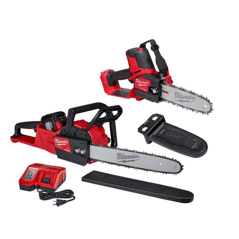 HATCHET con motosierra eléctrica a batería sin escobillas de 18V Milwaukee M18 FUEL de 8 pulgadas con kit de motosierra M18 FUEL de 16 pulgadas (2 herramientas) - 3004-20-2727-21HD