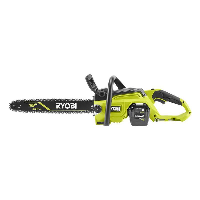 RYOBI 40V HP Brushless 18 in. Kit de sierra de cadena a batería sin cable - Batería de 6.0 Ah y cargador rápido incluidos - RY40HPCW01K