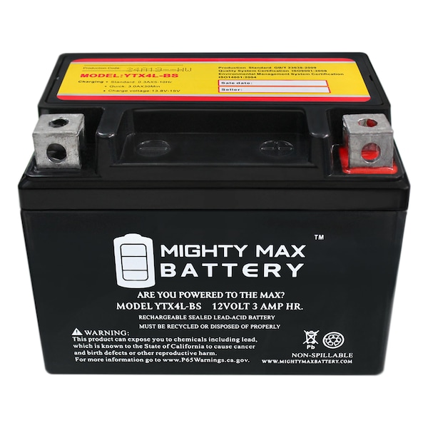 Mighty Max Battery YTX4L-BS Replacement for Coolster 110CC GK-6110A - YTX4L-BS156112