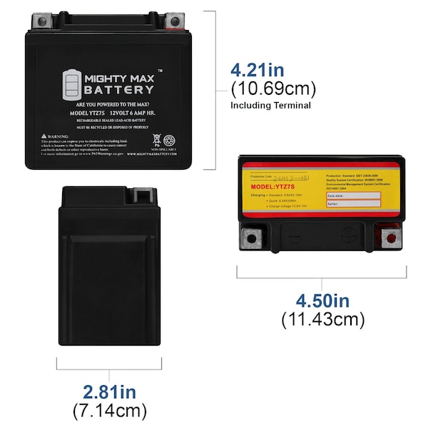 Mighty Max Battery YTZ7S 12V 6AH Replacement Battery Compatible with Universal Parts YTZ7S - MAX3987139