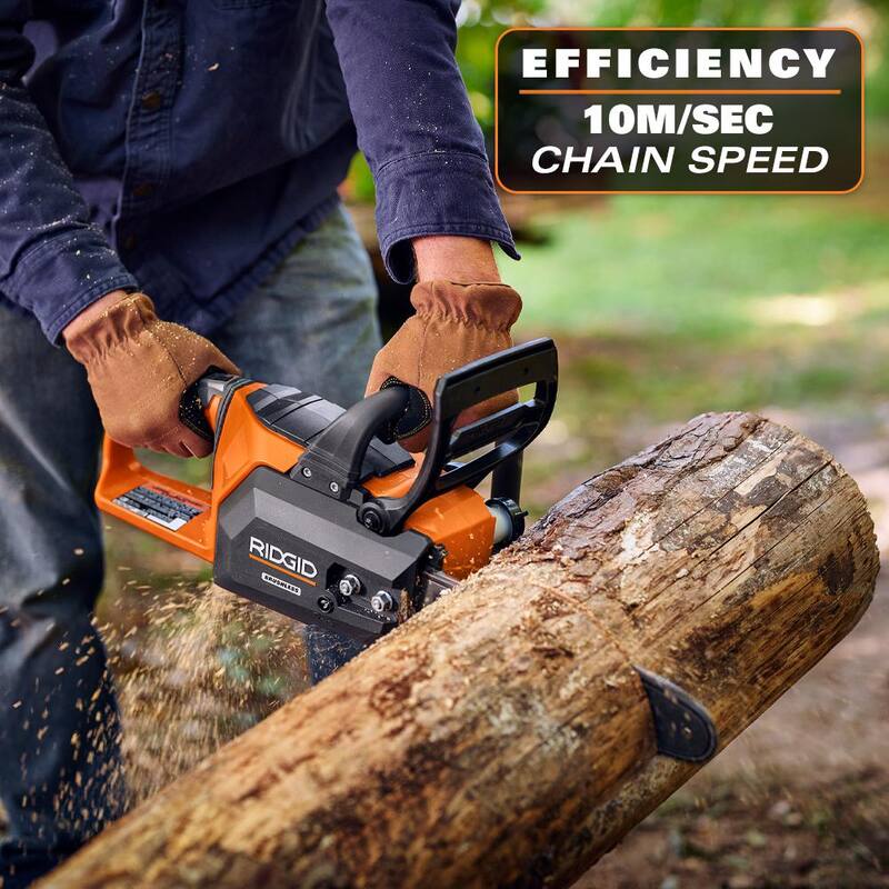 Motosierra eléctrica con batería de litio de 18V sin escobillas de 12 pulgadas RIDGID con batería de salida máxima de 6.0 Ah y cargador - R01101K