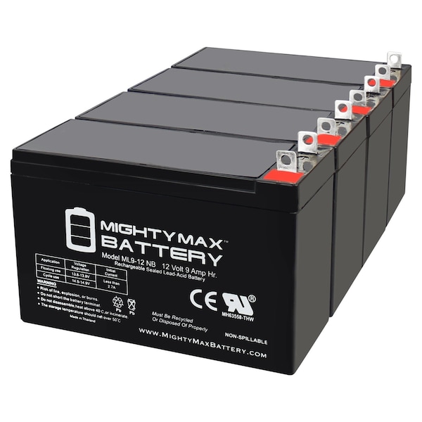 Mighty Max Battery 12V 9AH SLA Replacement Battery for CooPower CP12-10 - 4PK - MAX3973504