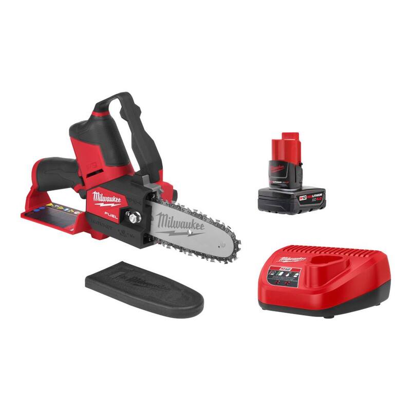 Podadora de poda Milwaukee M12 FUEL de 12V con batería de iones de litio sin escobillas de 6 pulgadas, kit con batería de 4.0 Ah y cargador - 2527-21