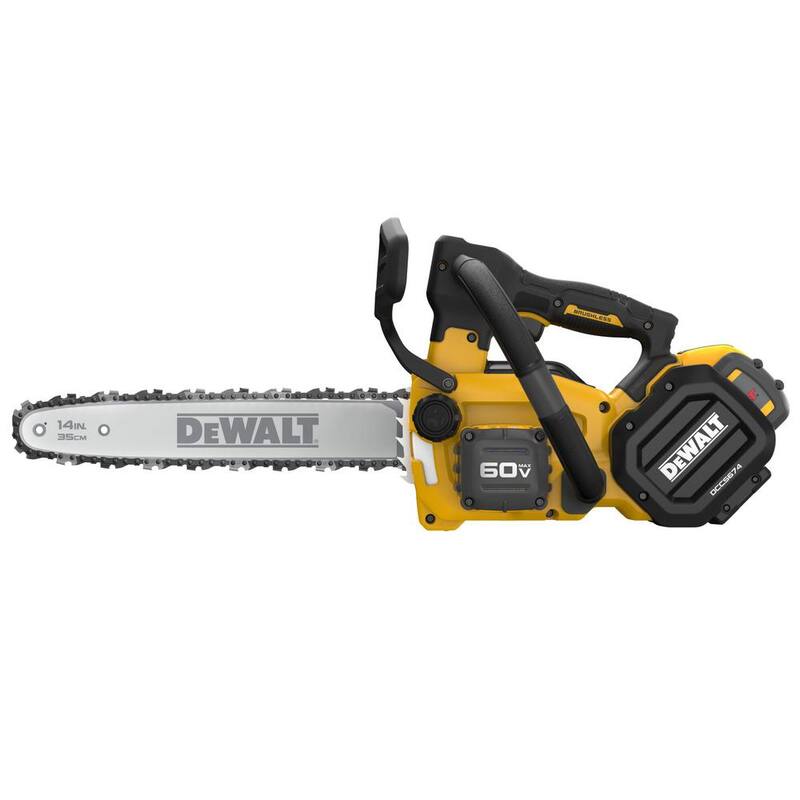 DEWALT FLEXVOLT 60V MAX 14 pulgadas. Sierra de cadena inalámbrica con mango superior con batería recargable y kit de (2) baterías FLEXVOLT 3 Ah y cargador - DCCS674X2
