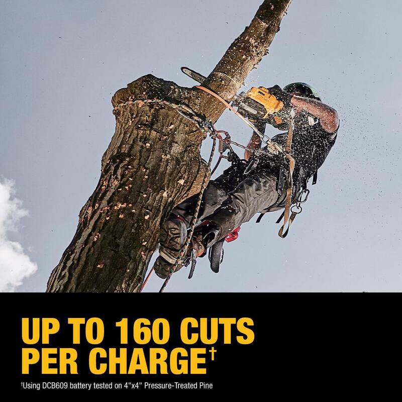 DEWALT FLEXVOLT 60V MAX 14 pulgadas. Sierra de cadena inalámbrica con mango superior con batería recargable y kit de (2) baterías FLEXVOLT 3 Ah y cargador - DCCS674X2