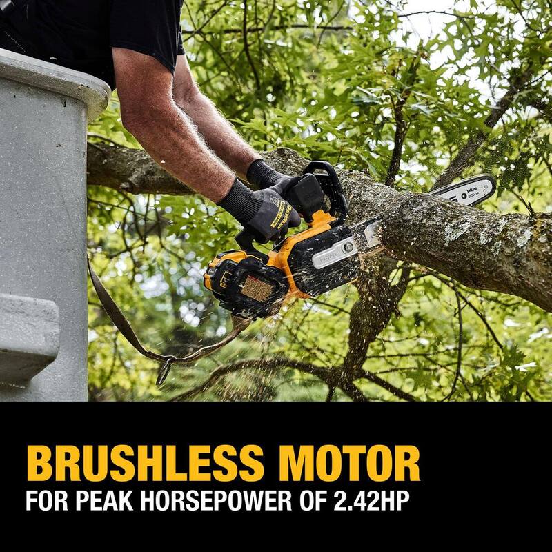 DEWALT FLEXVOLT 60V MAX 14 pulgadas. Sierra de cadena inalámbrica con mango superior con batería recargable y kit de (2) baterías FLEXVOLT 3 Ah y cargador - DCCS674X2