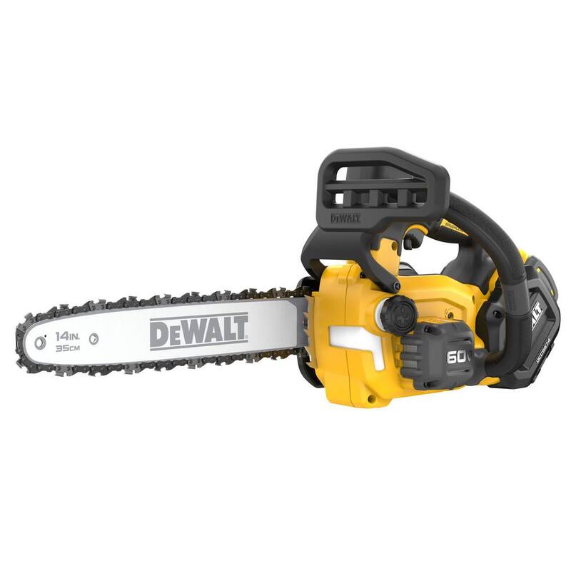 DEWALT FLEXVOLT 60V MAX 14 pulgadas. Sierra de cadena inalámbrica con mango superior con batería recargable y kit de (2) baterías FLEXVOLT 3 Ah y cargador - DCCS674X2