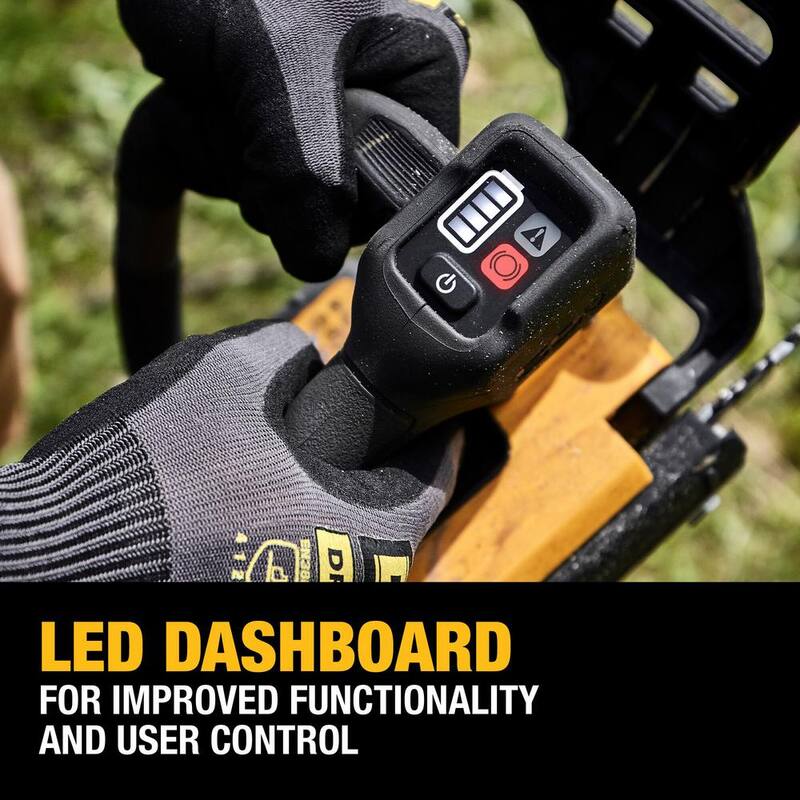 DEWALT FLEXVOLT 60V MAX 14 pulgadas. Sierra de cadena inalámbrica con mango superior con batería recargable y kit de (2) baterías FLEXVOLT 3 Ah y cargador - DCCS674X2